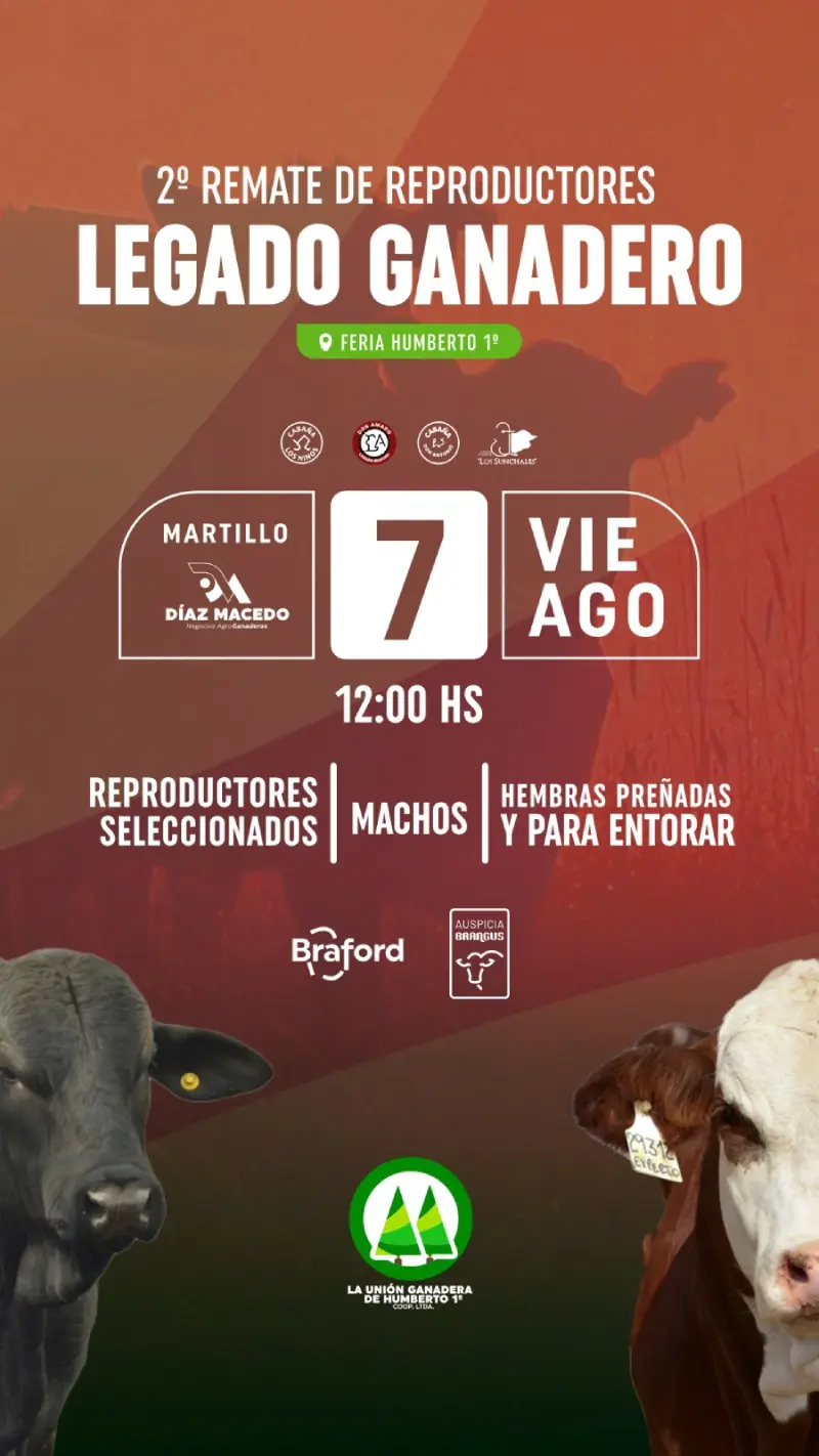 7 agosto 2026 Remate Brangus Legado Ganadero